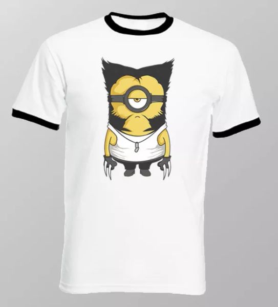 Wolvinion white ringer cotton t-shirt 9864, White;black