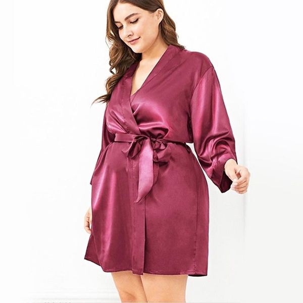 women's sleepwear 2021 women silk satin short night robe solid kimono fashion bath bathrobe wedding bride bridesmaid, Black;red
women's sleepwear 2021 women silk satin short night robe solid kimono fashion bath bathrobe wedding bride bridesmaid, Black;red