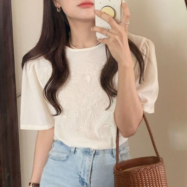women's blouses & shirts alien kitty apricot sweet summer embroidery chic casual puff sleeves office lady ol all match women, White
women's blouses & shirts alien kitty apricot sweet summer embroidery chic casual puff sleeves office lady ol all match women, White