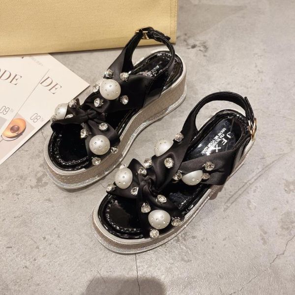 dress shoes sandals women 2021 summer net red rhinestone wedges fashion platform thick sole female outer wear casual beach, Black
dress shoes sandals women 2021 summer net red rhinestone wedges fashion platform thick sole female outer wear casual beach, Black