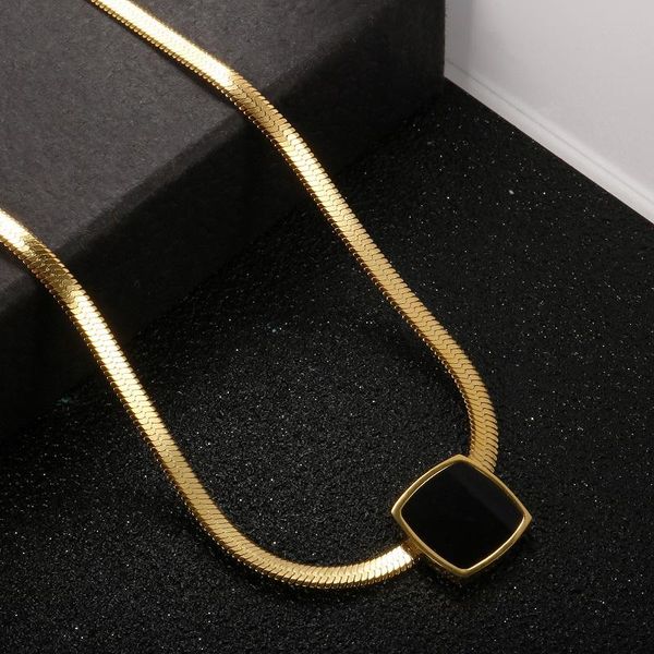 pendant necklaces luxury women snake chain link necklace blade chains with black square choker elegant jewelry gifts bijoux, Silver
pendant necklaces luxury women snake chain link necklace blade chains with black square choker elegant jewelry gifts bijoux, Silver