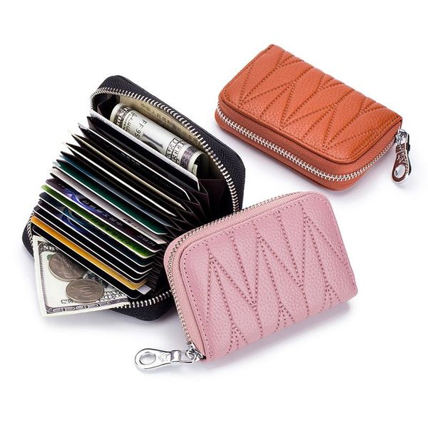 card holders fashion women geometric organ wallets lady girls genuine leather rfid zipper holder small bank cards pack case, Brown;gray
card holders fashion women geometric organ wallets lady girls genuine leather rfid zipper holder small bank cards pack case, Brown;gray