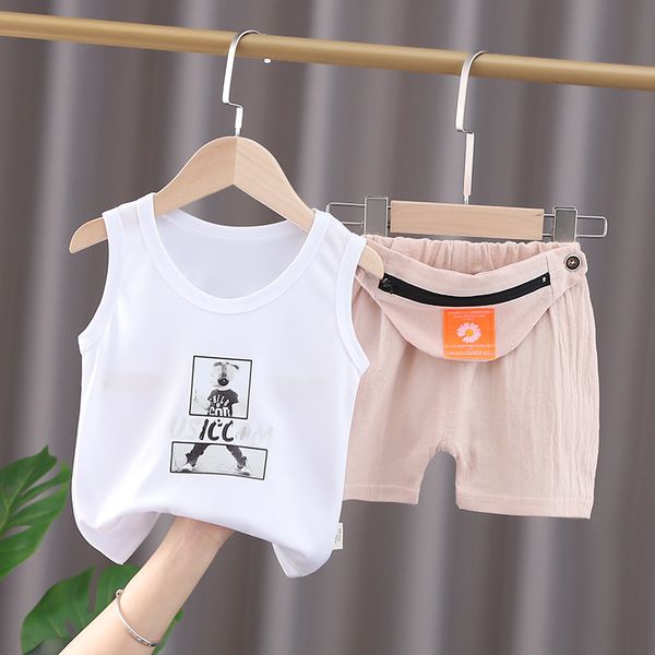 21 summer new children vest set infant wear men and women satchel shorts thin breathable fabric, White
21 summer new children vest set infant wear men and women satchel shorts thin breathable fabric, White