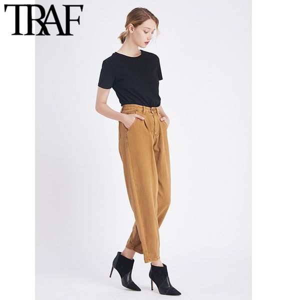 traf women vintage high waist harem pants washed effect jeans chic fashion pockets zipper fly denim pants ankle jean trouser 210415, Blue
traf women vintage high waist harem pants washed effect jeans chic fashion pockets zipper fly denim pants ankle jean trouser 210415, Blue