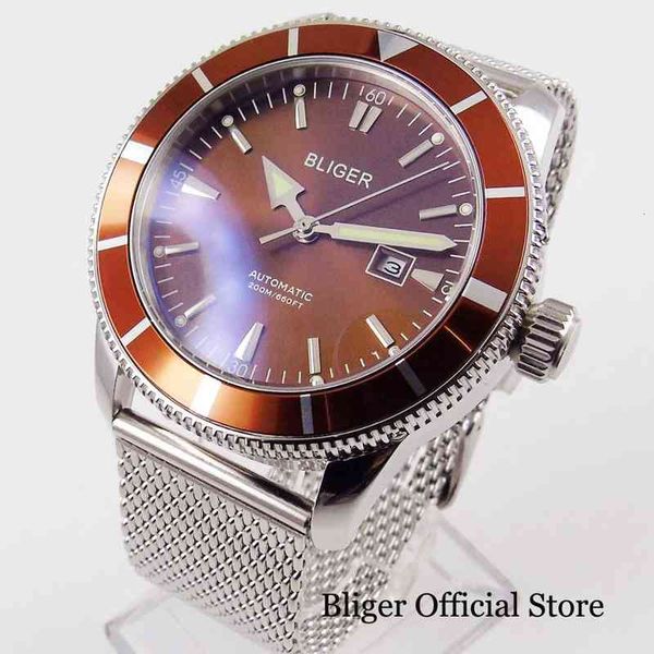 plate 46mm bliger coffee iron automatic men's watch rotating bezel mental band mingzhu/miyota movement, Slivery;brown
plate 46mm bliger coffee iron automatic men's watch rotating bezel mental band mingzhu/miyota movement, Slivery;brown