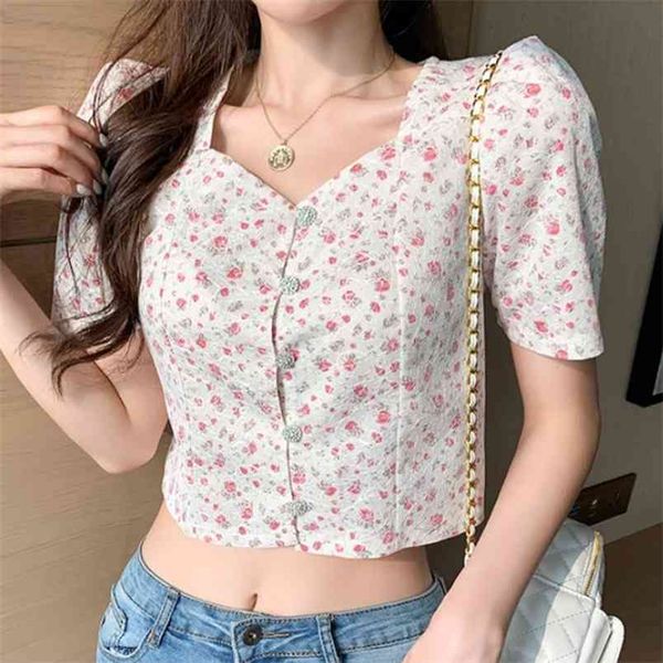 summer floral print square collar sweet crop women blouses femme vintage chiffon shirt blusas mujer camisas de 210514, White
summer floral print square collar sweet crop women blouses femme vintage chiffon shirt blusas mujer camisas de 210514, White