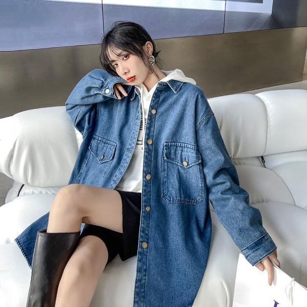 women's jackets ladies cowboy coat spring and autumn denim color lapel loose fashion versatile single breasted youth trend, Black;brown
women's jackets ladies cowboy coat spring and autumn denim color lapel loose fashion versatile single breasted youth trend, Black;brown