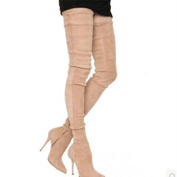 boot super high-length above the knee tall gladiator suede thigh high leather boots beige toe and booty thin shoes, Black
boot super high-length above the knee tall gladiator suede thigh high leather boots beige toe and booty thin shoes, Black