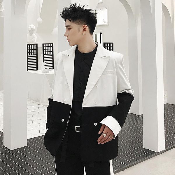 men's suits & blazers s-6xlmen's autumn two-piece suit jacket trousers personality fashion teen blazer contrast color., White;black
men's suits & blazers s-6xlmen's autumn two-piece suit jacket trousers personality fashion teen blazer contrast color., White;black