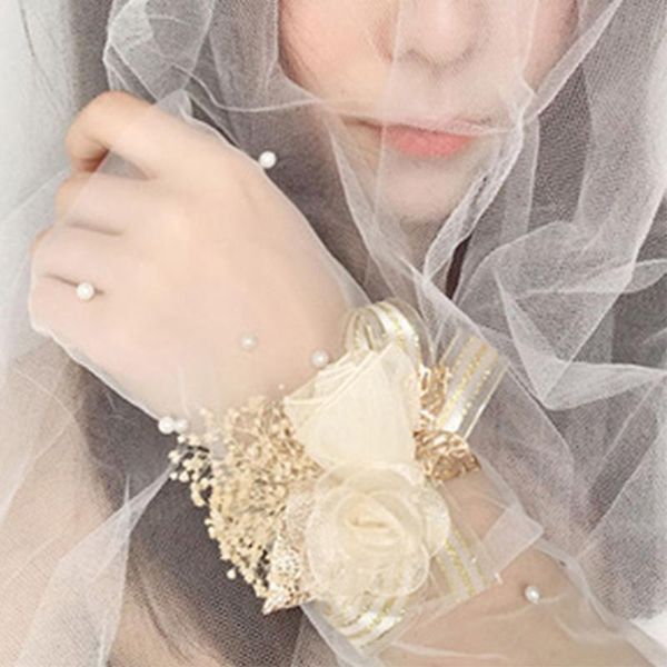 link, chain gold color elegant tulle pearls corsage handflower bridesmaid bridal cloth wedding dancing party wrist flowers, Black
link, chain gold color elegant tulle pearls corsage handflower bridesmaid bridal cloth wedding dancing party wrist flowers, Black