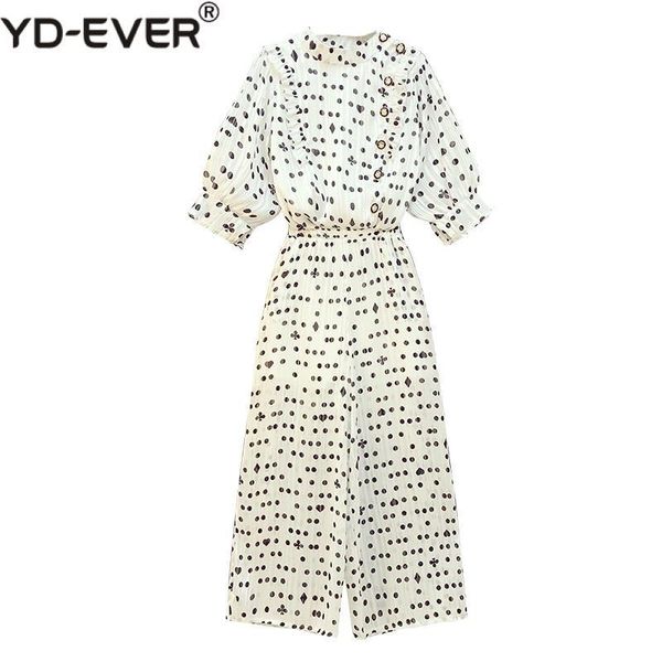 chiffon polka dot 2 piece set women stand ruffles blouse shirt + elastic high waist wide legs pant ladies plus size suit two dress, White
chiffon polka dot 2 piece set women stand ruffles blouse shirt + elastic high waist wide legs pant ladies plus size suit two dress, White