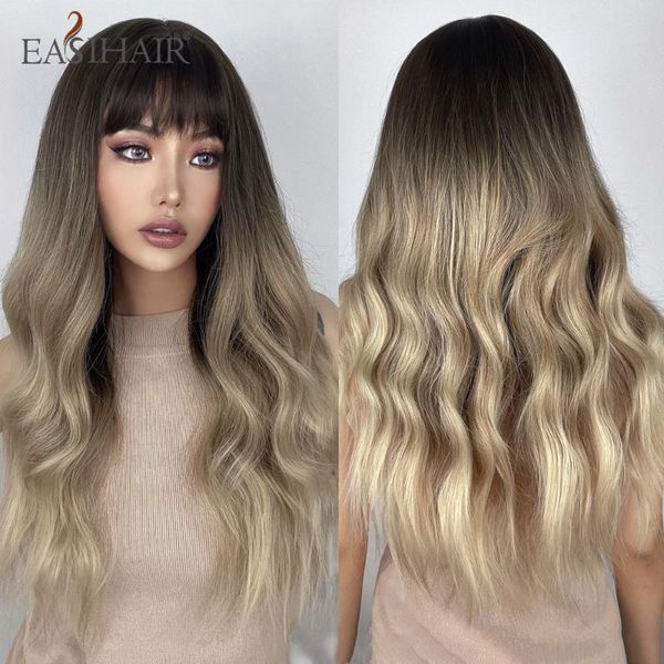 synthetic wigs easihair ombre brown water wave wig with bangs long curly hair for women female fake har heat resistant fiber, Black
synthetic wigs easihair ombre brown water wave wig with bangs long curly hair for women female fake har heat resistant fiber, Black