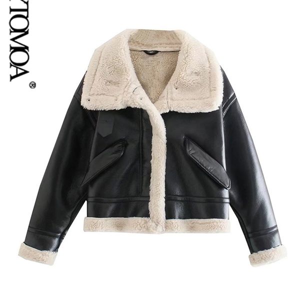 kpytomoa women fashion thick warm faux leather shearling jacket coat vintage long sleeve flap pockets female outerwear chic 211221, Black
kpytomoa women fashion thick warm faux leather shearling jacket coat vintage long sleeve flap pockets female outerwear chic 211221, Black