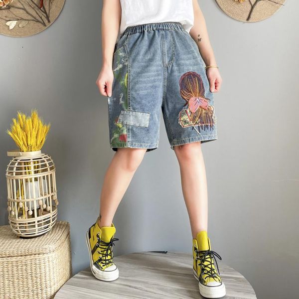 women's jeans summer knee length shorts women high waist vintage harajuku cartoon patchwork ripped denim trousers streetwear, Blue
women's jeans summer knee length shorts women high waist vintage harajuku cartoon patchwork ripped denim trousers streetwear, Blue