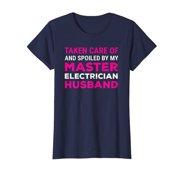 womens taken care of and spoiled by master electrician husband wife t-shirt, White;black
womens taken care of and spoiled by master electrician husband wife t-shirt, White;black