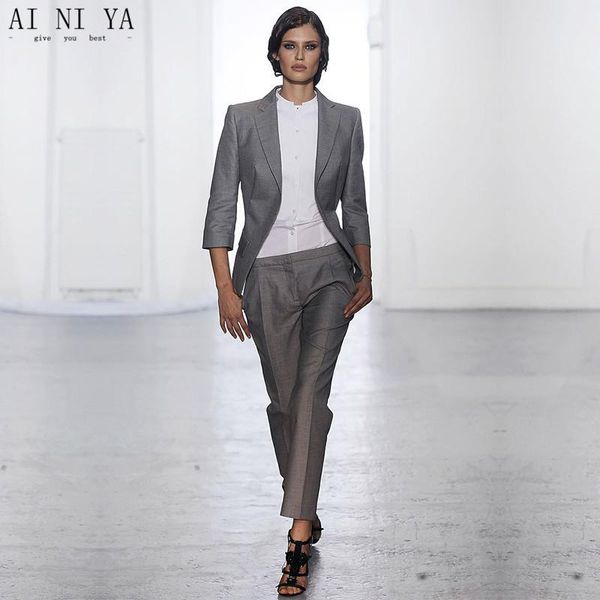 women gray office business suits pants work wear 2 piece sets stunning pant uniform styles slim ladies blazers women's two, White 
women gray office business suits pants work wear 2 piece sets stunning pant uniform styles slim ladies blazers women's two, White