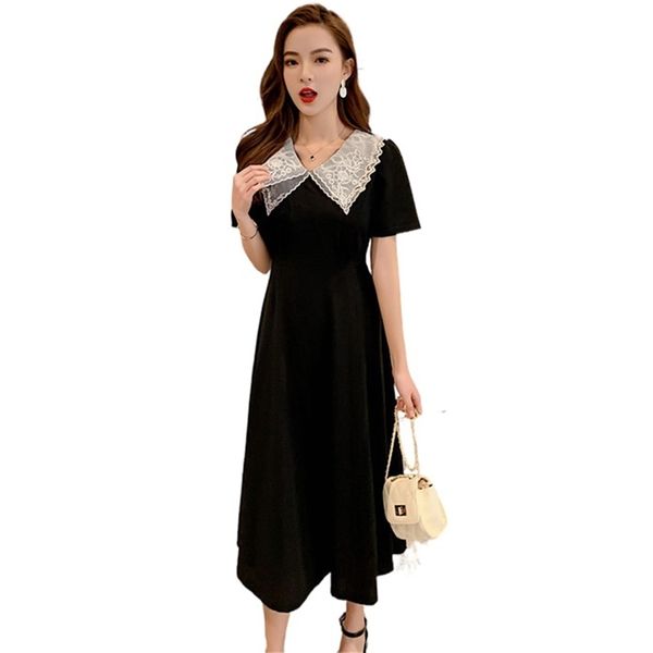 4xl fashion women's dress summer retro lace lapel waist and thin temperament large size 210520, Black;gray
4xl fashion women's dress summer retro lace lapel waist and thin temperament large size 210520, Black;gray