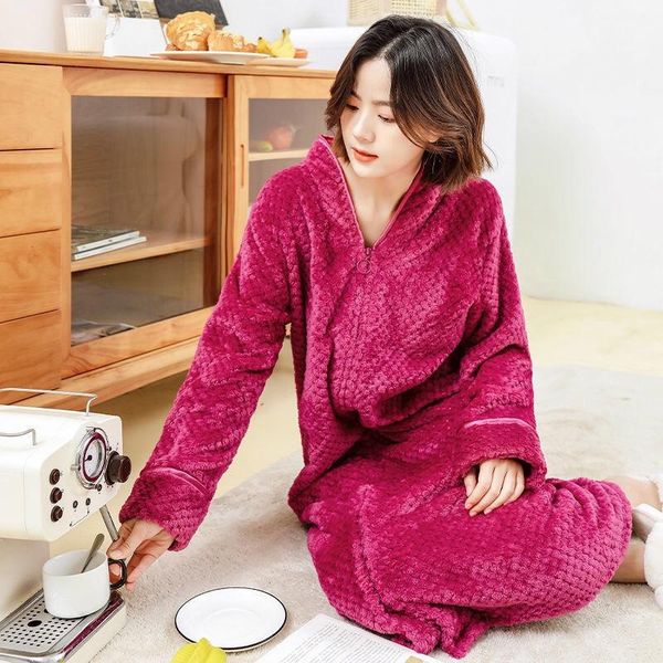 women's sleepwear 2021 winter autumn nightgown for women thickened zipper flannel nightdress plus size homewear robes, Black;red
women's sleepwear 2021 winter autumn nightgown for women thickened zipper flannel nightdress plus size homewear robes, Black;red