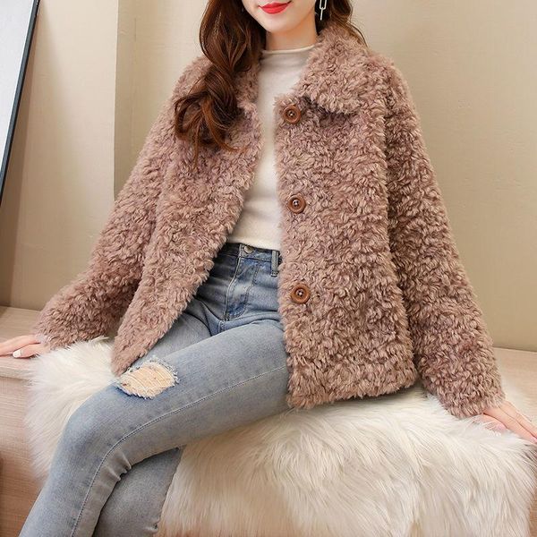 women's fur & faux 2021 winter women single breasted genuine overcoat sheepskin wool coat ladies soft warm lamb loose jacket d105, Black
women's fur & faux 2021 winter women single breasted genuine overcoat sheepskin wool coat ladies soft warm lamb loose jacket d105, Black