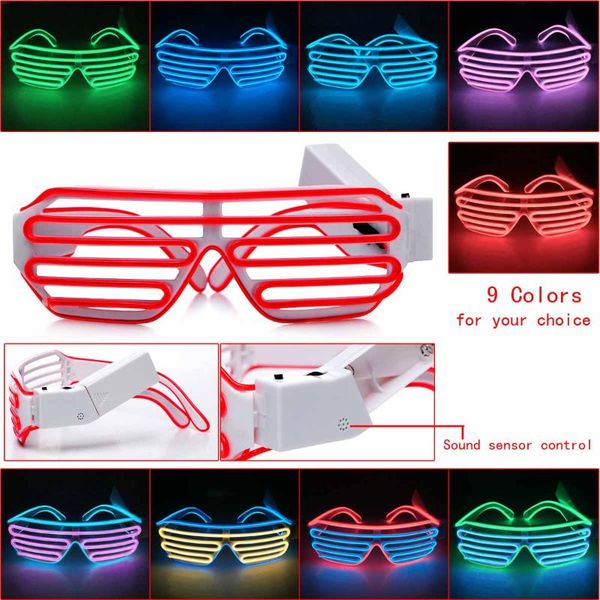 plastic sound control el wire led light up shutter glasses costume party sunglasses for shows club strips
plastic sound control el wire led light up shutter glasses costume party sunglasses for shows club strips