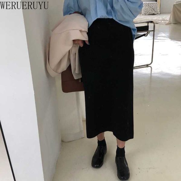 werueruyu casual a-line sweater thick skirt female autumn winter mid-length black skirt women 210608
werueruyu casual a-line sweater thick skirt female autumn winter mid-length black skirt women 210608
