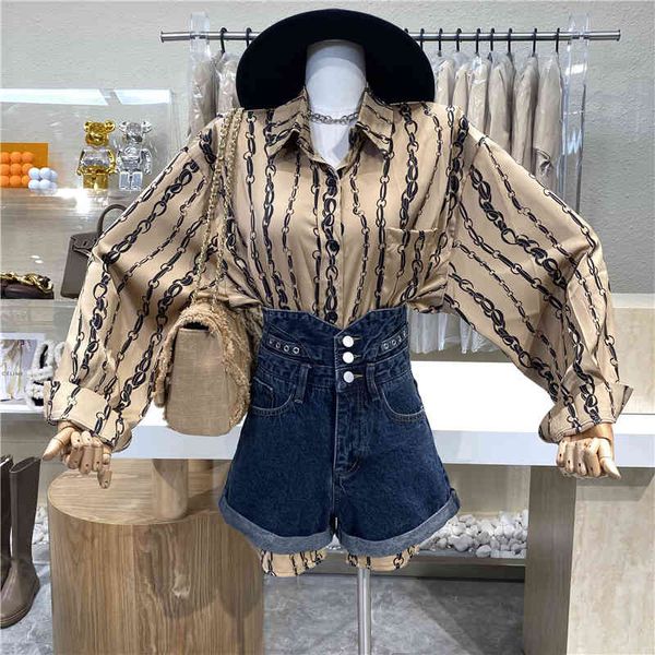 blouses nicho original personality design trend printed female shirt, White
blouses nicho original personality design trend printed female shirt, White