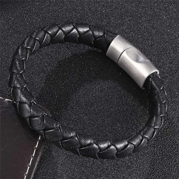 punk black leather bracelet for men handmade silver color stainless steel magnetic clasp homme jewelry charm bracelets, Golden;silver
punk black leather bracelet for men handmade silver color stainless steel magnetic clasp homme jewelry charm bracelets, Golden;silver