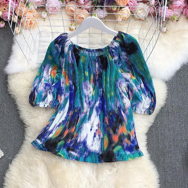 women's blouses & shirts tie dye causal blusa feminina short sleeve woman femme blusas elegantes female puff for women, White
women's blouses & shirts tie dye causal blusa feminina short sleeve woman femme blusas elegantes female puff for women, White