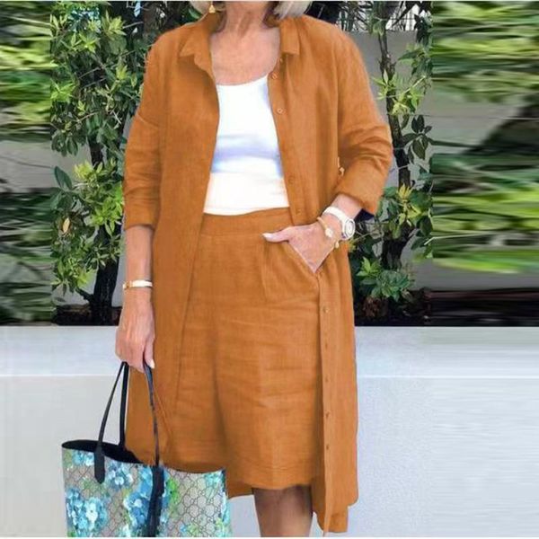 women's tracksuits solid two piece set casual shirts coat and elastic waist shorts loose outfits office lady straight pants autumn fash, Gray
women's tracksuits solid two piece set casual shirts coat and elastic waist shorts loose outfits office lady straight pants autumn fash, Gray
