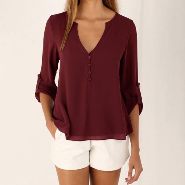 women chiffon shirt fashion v-neck blouse 11 colors for female shirts plus size s-5xl loose women's blouses &, White
women chiffon shirt fashion v-neck blouse 11 colors for female shirts plus size s-5xl loose women's blouses &, White