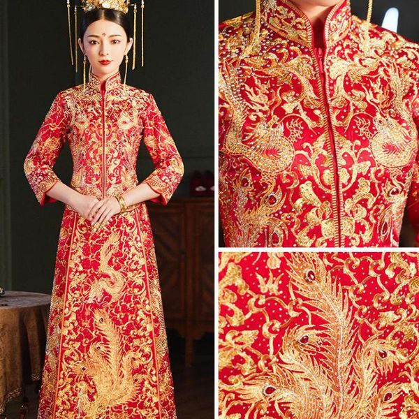 ethnic clothing embroidery bride wedding dress vintage marriage suit elegnat slim cheongsam exquisite chinese phoenix toast, Red
ethnic clothing embroidery bride wedding dress vintage marriage suit elegnat slim cheongsam exquisite chinese phoenix toast, Red