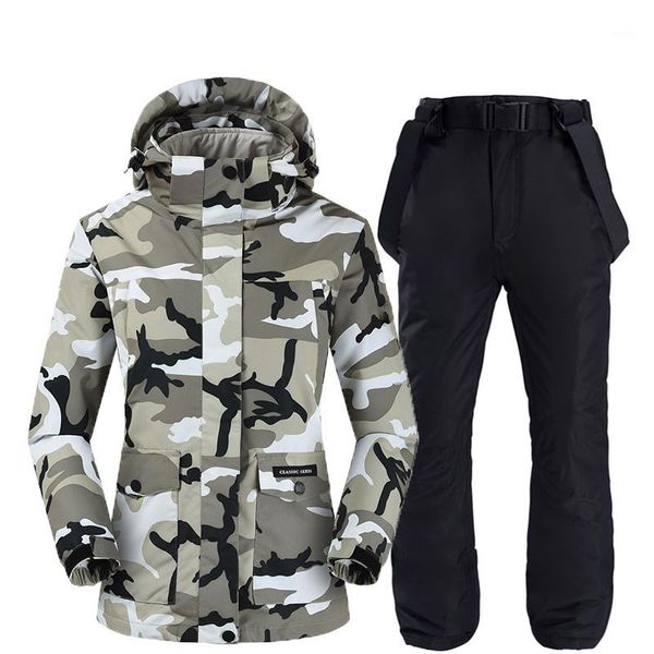 two-layer camouflage women snow suit snowboarding clothing winter outdoor sports wear waterproof ski jackets + belt pants1
two-layer camouflage women snow suit snowboarding clothing winter outdoor sports wear waterproof ski jackets + belt pants1