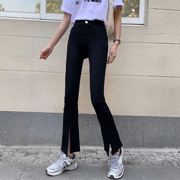 women's jeans bell bottomed pants summer thin style high waist split design sense show straight tube micro early rac, Blue
women's jeans bell bottomed pants summer thin style high waist split design sense show straight tube micro early rac, Blue