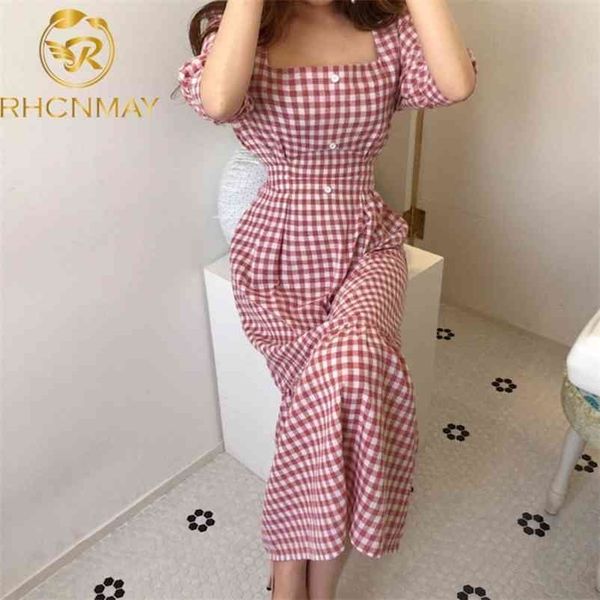 style high waist red plaid vintage mermaid dress women elegant puff sleeve midi holiday clothes korean fashion clothing 210520, Black;gray
style high waist red plaid vintage mermaid dress women elegant puff sleeve midi holiday clothes korean fashion clothing 210520, Black;gray
