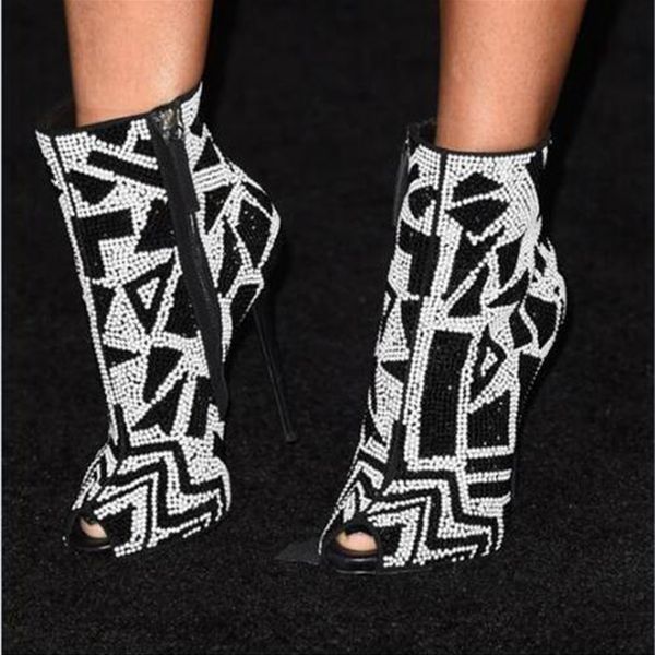 boots black white geometric cristalized peep toe booties shoes tornozelo strass complete high heeled jump bombs women party iwc3
boots black white geometric cristalized peep toe booties shoes tornozelo strass complete high heeled jump bombs women party iwc3