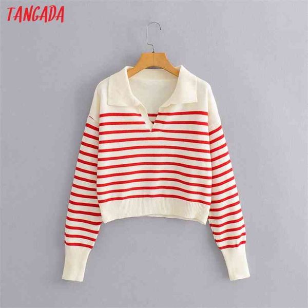 tangada women red striped crop sweater jumper turn down collar elegant oversize pullovers chic bc69 210922, White;black
tangada women red striped crop sweater jumper turn down collar elegant oversize pullovers chic bc69 210922, White;black