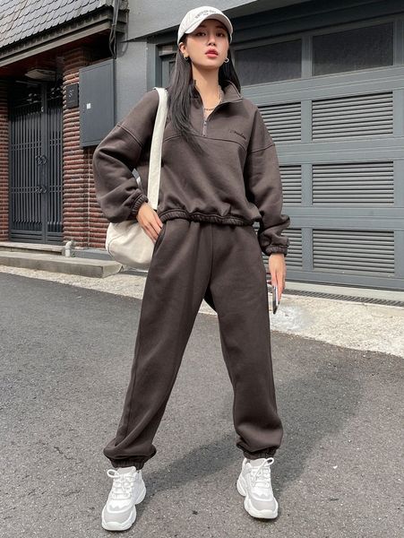 dazy letter embroidery half zip drop shoulder thermal lined sweatshirt & sweatpants j9q3#, White
dazy letter embroidery half zip drop shoulder thermal lined sweatshirt & sweatpants j9q3#, White