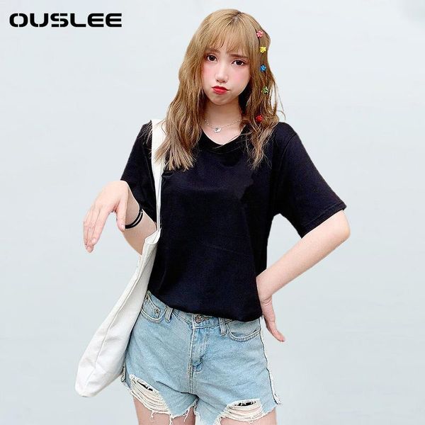 women's t-shirt ouslee 8 colors cotton t shirts women summer oversized basic solid tees casual loose tshirts korean style o neck female, White
women's t-shirt ouslee 8 colors cotton t shirts women summer oversized basic solid tees casual loose tshirts korean style o neck female, White