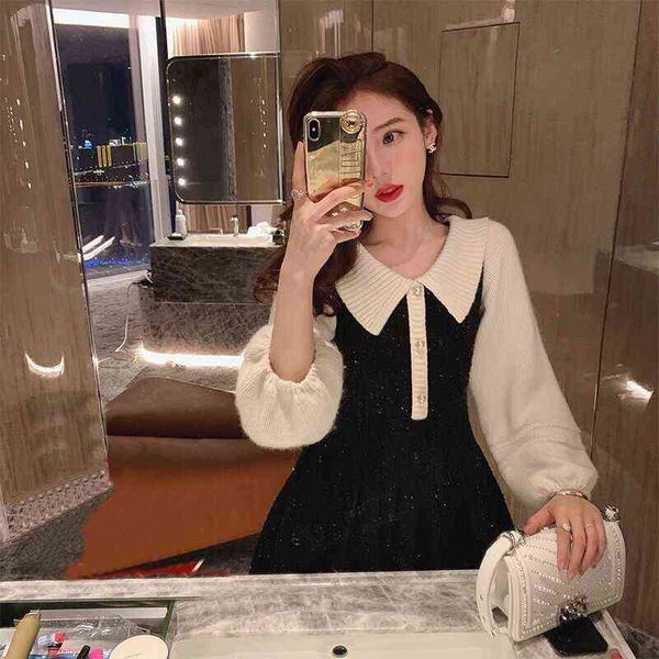 casual dresses year's knitted dr's french lantern sleeve doll neck splicing age reducing long sleeve small black skirt, Black;gray
casual dresses year's knitted dr's french lantern sleeve doll neck splicing age reducing long sleeve small black skirt, Black;gray