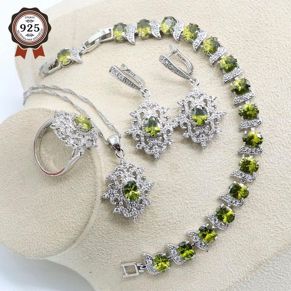 wedding jewelry sets green peridot white zirconia bridal set for women olive bracelet earring necklace pendant ring gift box, Slivery;golden
wedding jewelry sets green peridot white zirconia bridal set for women olive bracelet earring necklace pendant ring gift box, Slivery;golden