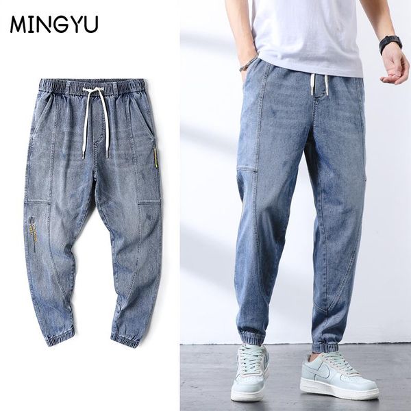 men's jeans cotton men casual harem pants spring summer elastic waist comfort loosetrousers male embroidered text washed denim, Blue
men's jeans cotton men casual harem pants spring summer elastic waist comfort loosetrousers male embroidered text washed denim, Blue