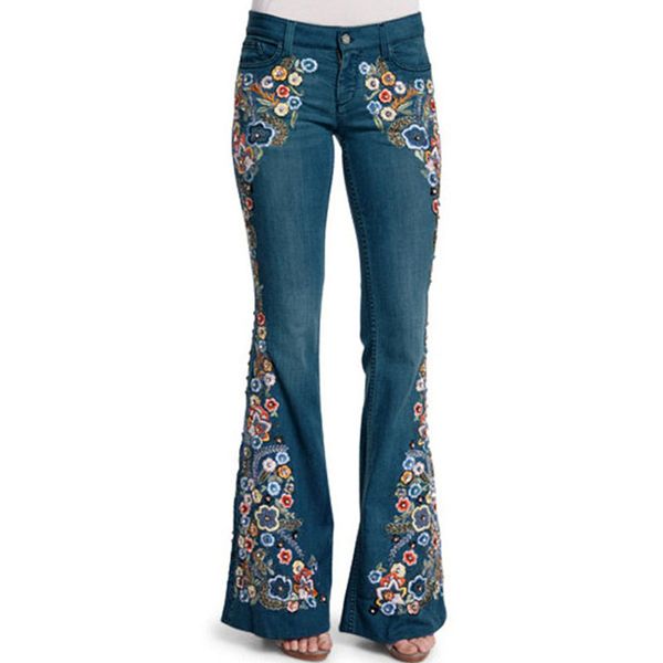 jean embroidery bell-bottoms long stretching flare for girls trousers vintage women jeans plus size, Blue
jean embroidery bell-bottoms long stretching flare for girls trousers vintage women jeans plus size, Blue