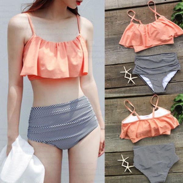 women's swimwear pink and stripe high waisted bikini sets tank swimsuit two pieces women 2021 beach bathing suits, White;black
women's swimwear pink and stripe high waisted bikini sets tank swimsuit two pieces women 2021 beach bathing suits, White;black