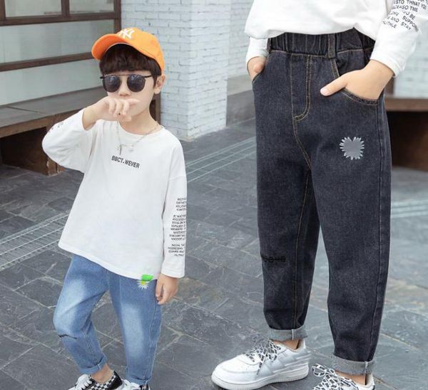 children's jeans baby denim trousers letter printing autumn elastic waist big kids fashion pants, Blue 
children's jeans baby denim trousers letter printing autumn elastic waist big kids fashion pants, Blue