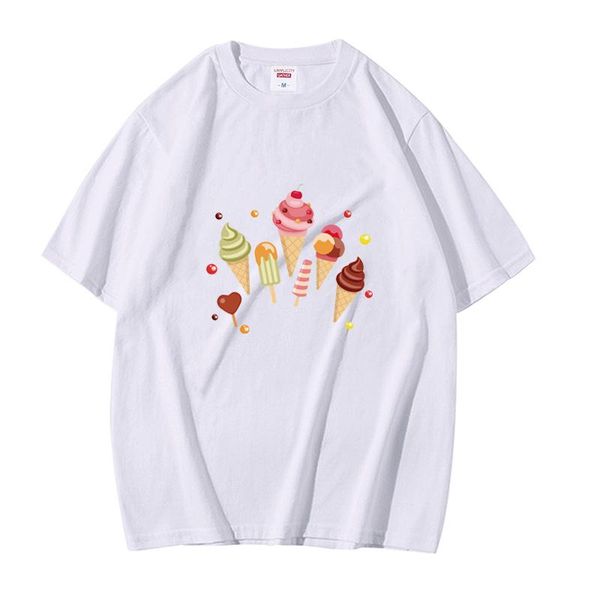 summer style short-sleeved men's and women's shoulder-length sleeves loose casual ice combination t-shirt, White
summer style short-sleeved men's and women's shoulder-length sleeves loose casual ice combination t-shirt, White
