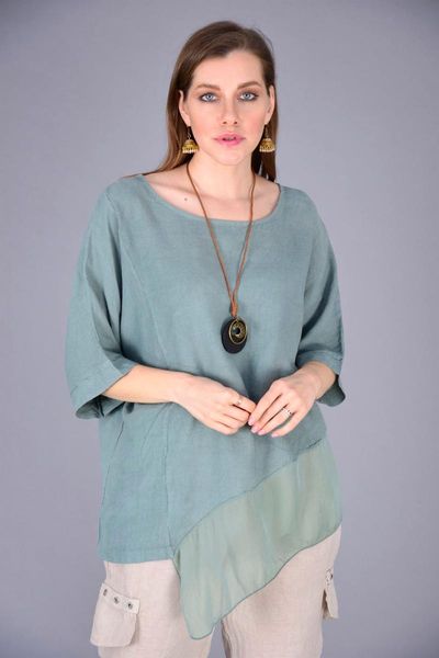 women's blouses & shirts asymmetric cut silk detailed unripe almond green linen blouse 2021 fashion elegant summer clothes, White
women's blouses & shirts asymmetric cut silk detailed unripe almond green linen blouse 2021 fashion elegant summer clothes, White