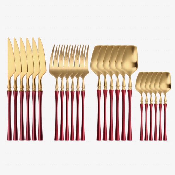 western dinnerware red gold fork spoon knife set kitchen travel golden tableware flatware stainless steel cutlery dropshopping sets
western dinnerware red gold fork spoon knife set kitchen travel golden tableware flatware stainless steel cutlery dropshopping sets
