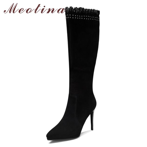 meotina winter knee high boots women kid suede zipper thin heels tall boots real leather extreme high heel shoes lady autumn 39 210520, Black
meotina winter knee high boots women kid suede zipper thin heels tall boots real leather extreme high heel shoes lady autumn 39 210520, Black