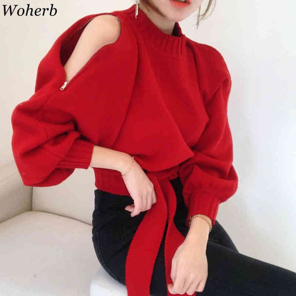 elegant sweaters for women stand collar off shoulder crop pullover pull jumper korean chic knitwear autumn 210417, White;black
elegant sweaters for women stand collar off shoulder crop pullover pull jumper korean chic knitwear autumn 210417, White;black