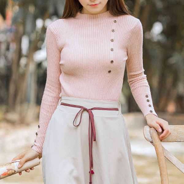 Women's Sweaters Sweet Women Sweater Solid Casual Button Turtleneck Autumn Slim Fit Knitted Pullovers Winter Warm Knitwear Top 67LU, White;black
Women's Sweaters Sweet Women Sweater Solid Casual Button Turtleneck Autumn Slim Fit Knitted Pullovers Winter Warm Knitwear Top 67LU, White;black